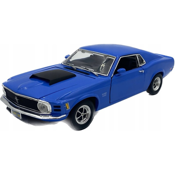 Macheta auto, Motormax, Ford Mustang Boss 429 1970, 1/18, albastru, 21-28x9-11x9-10cm
