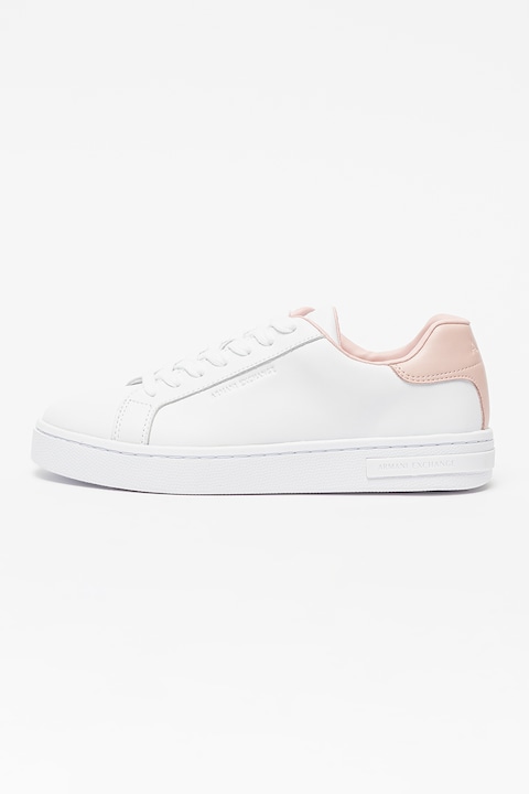 ARMANI EXCHANGE, Bőrsneaker, Pasztellrózsaszín/Fehér