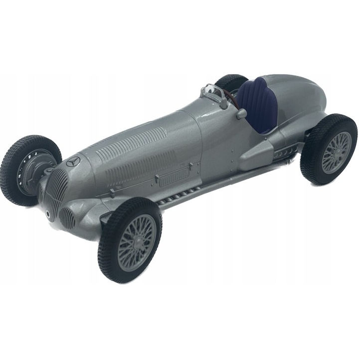 Welly gyűjtői autómodell, Fém/Műanyag, Mercedes W125, 1937, Ezüst