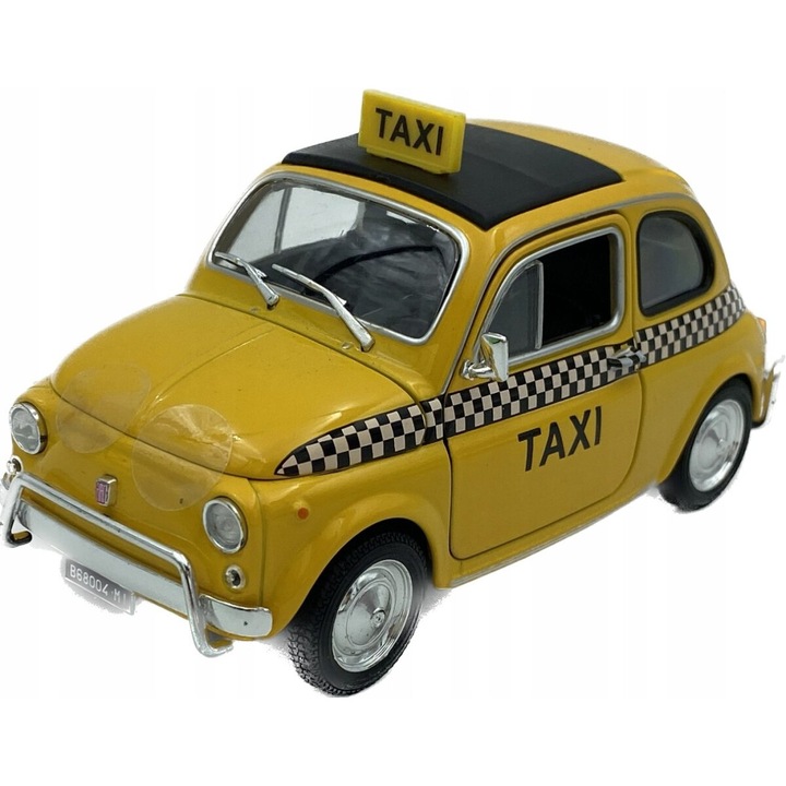 Welly Autó modell, Fiat 500 Taxi, 1:24, sárga