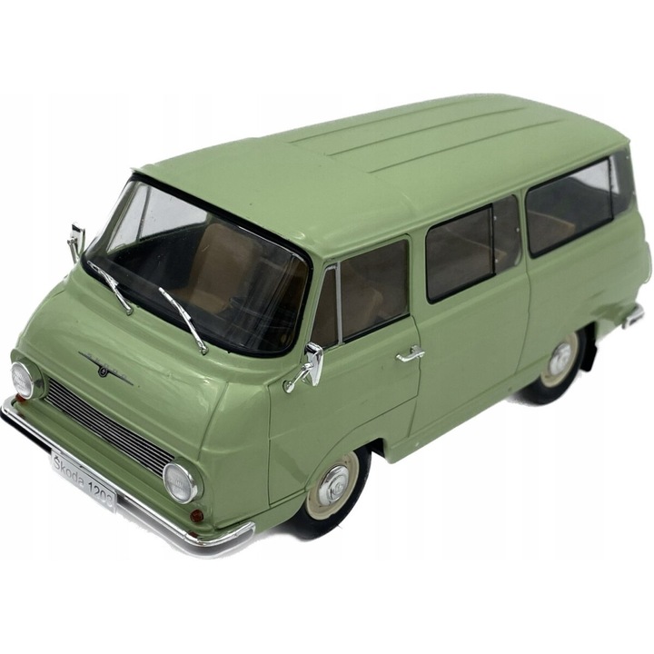 Skoda 1203 méretarányú modell 1968, Whitebox, fém, 1:24, 16 x 8 x 6 cm, zöld/ezüst