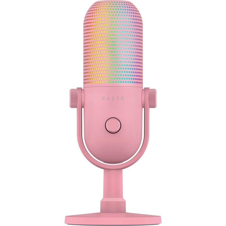 Микрофон Razer Seiren V3 Chroma RGB USB, Честота на реакция 20 Hz - 20000 Hz, Чувствителност 34 Db, Розов