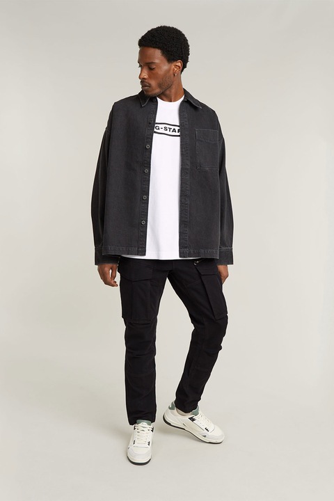 G-STAR, Скосен панталон с много джобове, Черен