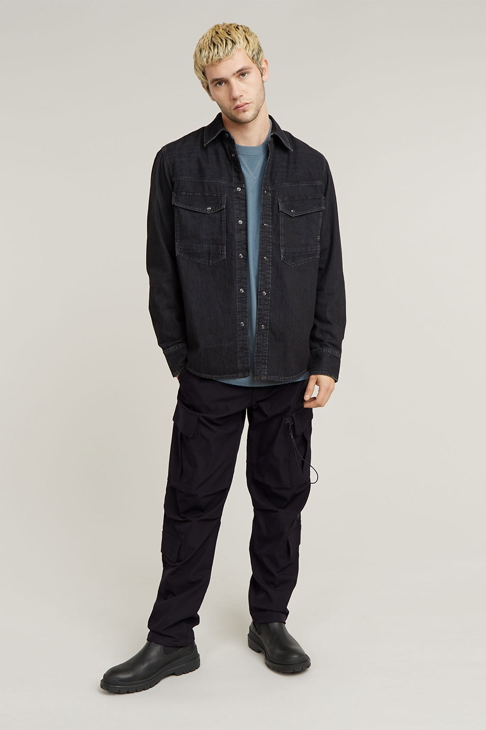 G-STAR, Pantaloni cargo regular fit, Negru, 33