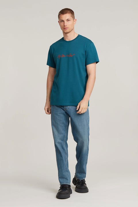 G-STAR, Тениска G-Script от органичен памук, Син