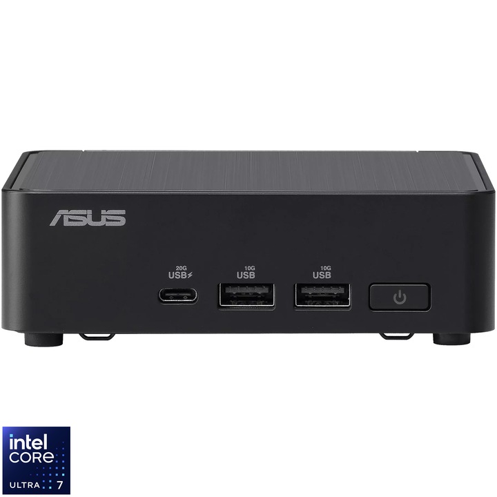 Мини компютър Asus NUC 14 Pro RNUC14RVKU700002I с процесор Intel® Core™ Ultra 7 155H до 4,8 GHz, без RAM, без съхранение, графика Intel® Arc™, без OS, кабел за ЕС, черен
