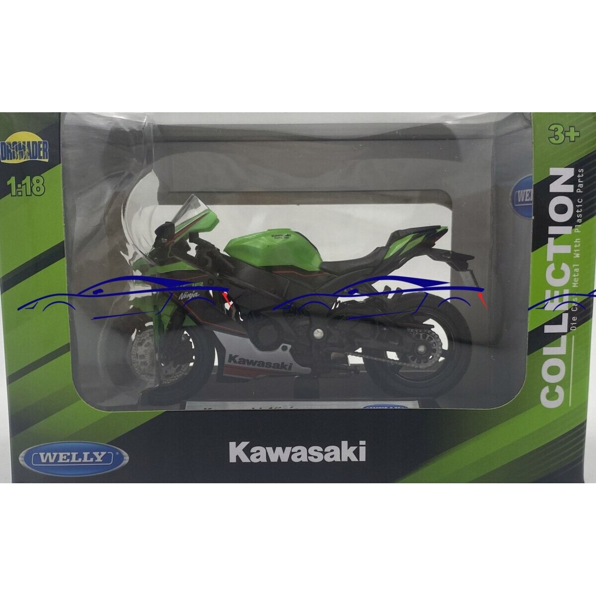 Motocicleta Miniatura Welly, Kawasaki ZX-10R 2021, Scara 1