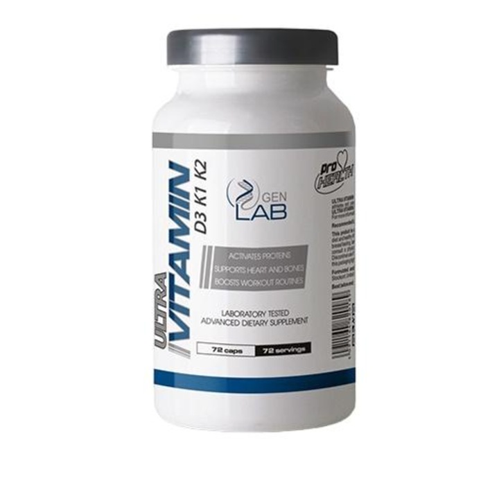 Supliment alimentar GENLAB Ultra Vitamin D3+K2, 72 capsule