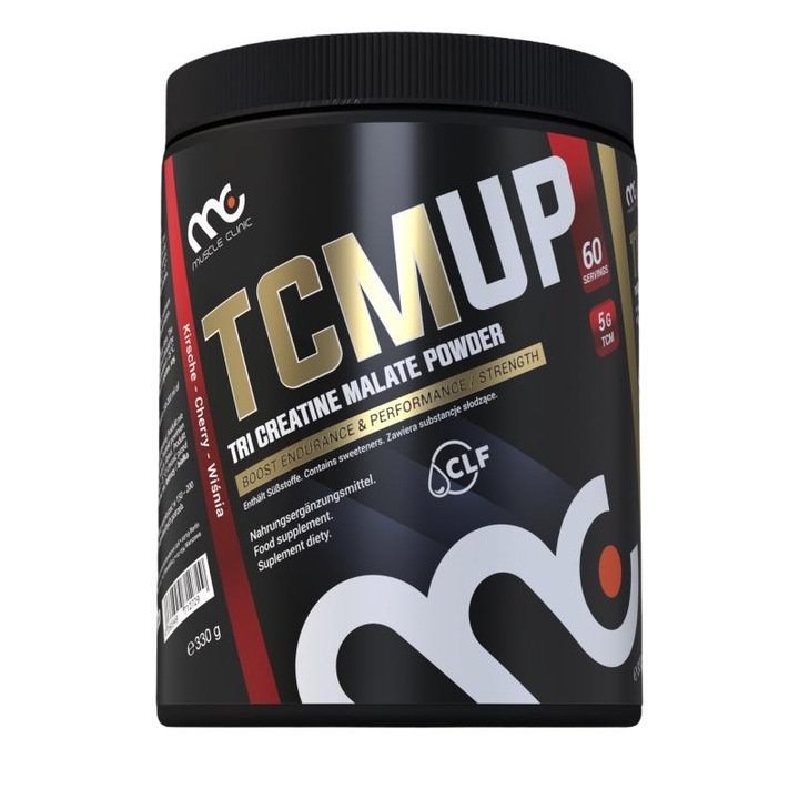 Pudra proteica, MUSCLE CLINIC TCM UP, gust de cirese, creatina, 330g