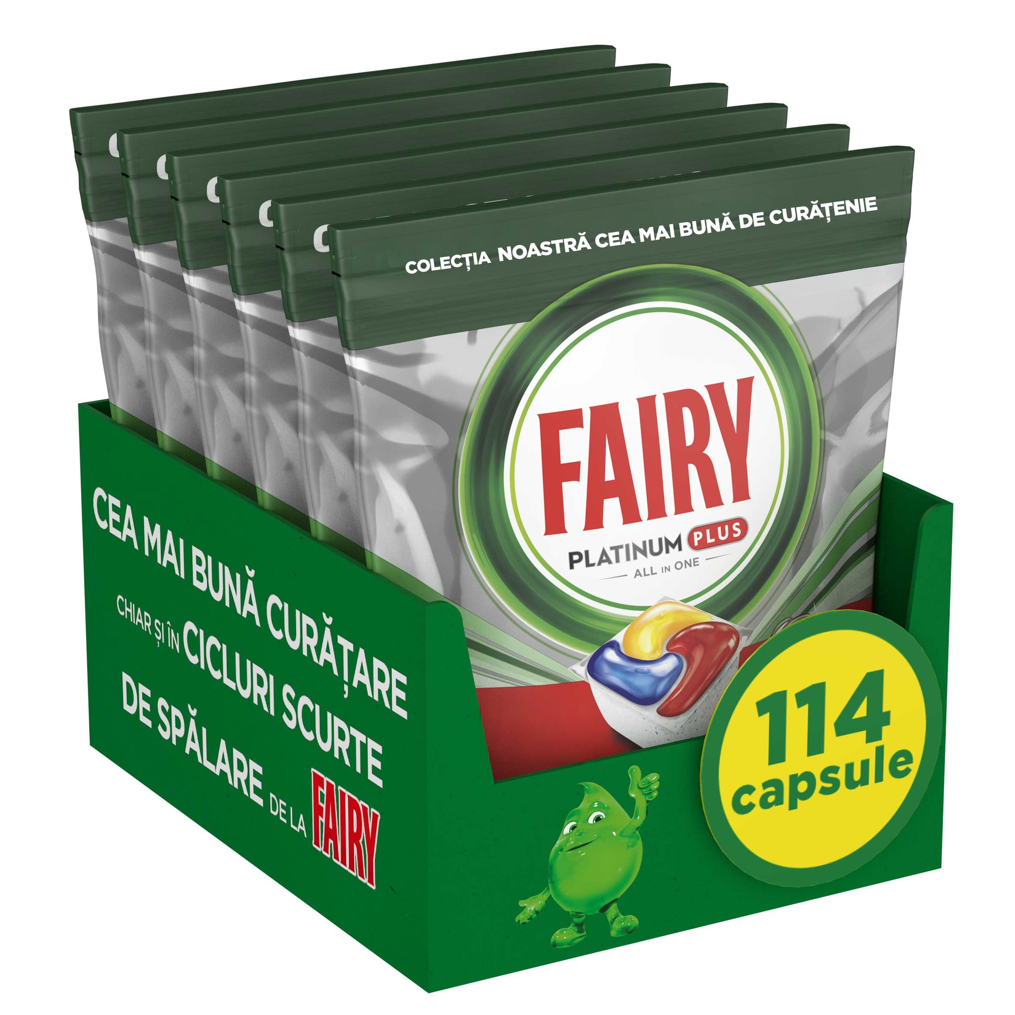Detergent capsule automat pentru masina de spalat vase Fairy Platinum Plus Anti-Dull, 114 spalari