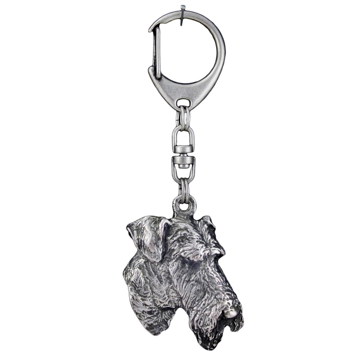 Art-Dog Airedale Terrier kulcstartó, ezüstözött, táskára vagy hátizsákra