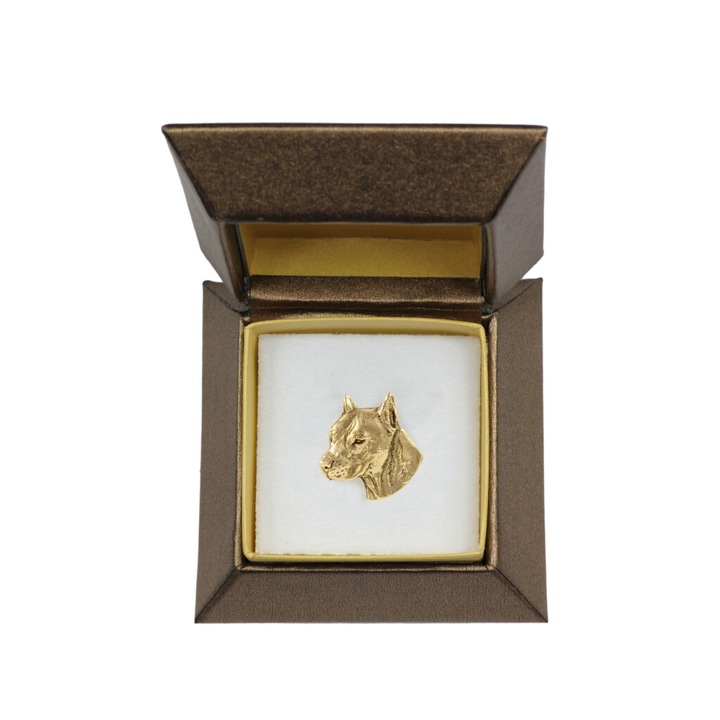 Brosa Art-Dog American Staffordshire Terrier I, Aliaj, placata cu aur, Auriu