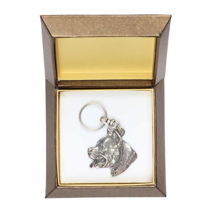 Art-Dog amerikai staffordshire terrier kulcstartó, ezüstözött