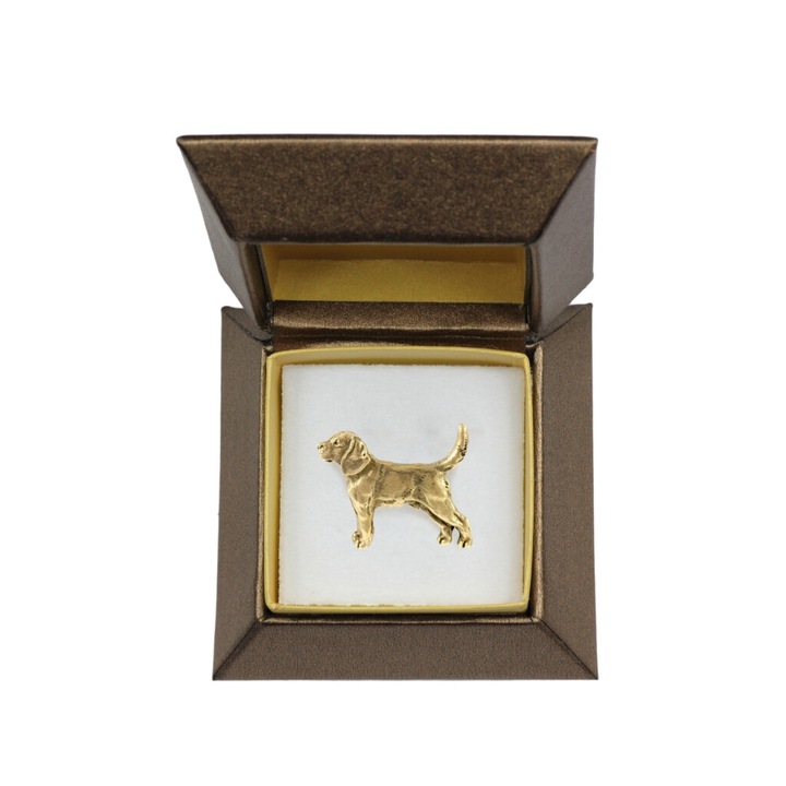 Brosa Beagle Art-Dog, Aliaj, placata cu aur, Auriu