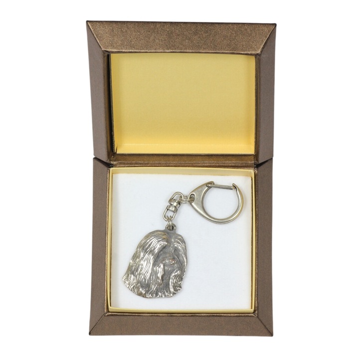 Art-Dog Bearded Collie kulcstartó, ezüstözött