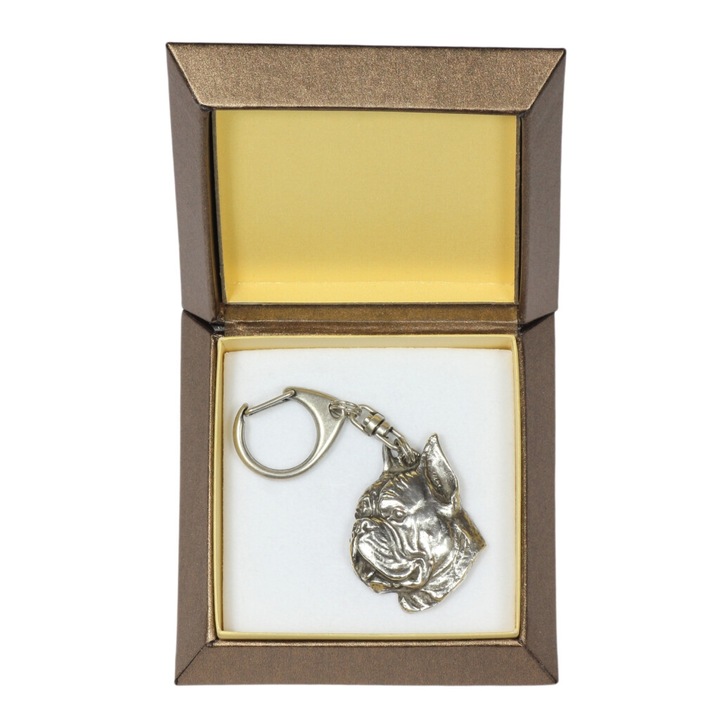 Art-Dog Boxer II kulcstartó, ezüstözött