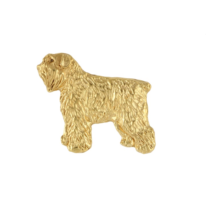 Brosa Bouvier des Flandres, Art-Dog, placata cu aur, pentru iubitori de caini, in cutie cadou