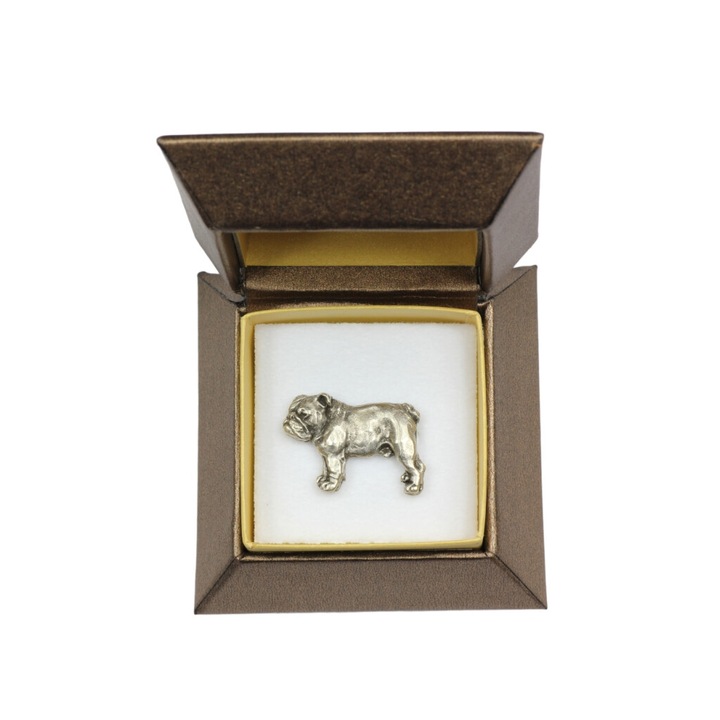 Brosa, Art-Dog, Aliaj Aluminiu-Zinc, Bulldog englezesc, 2.1 x 3 cm, Argintiu