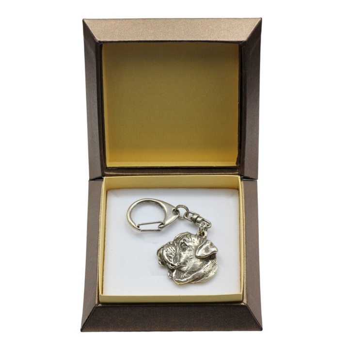 Art-Dog Bullmastiff II kulcstartó, ezüstözött