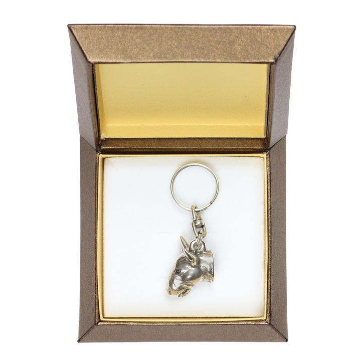 Bull Terrier kulcstartó, Art-Dog, ezüstözött ZnAl ötvözet