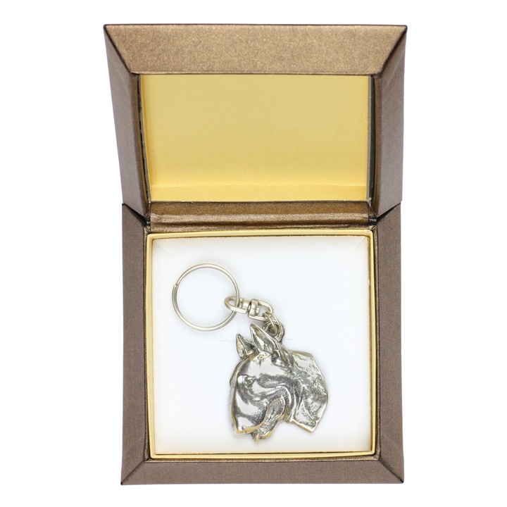 Bull Terrier II kulcstartó, Art-Dog, ezüstözött ZnAl ötvözet