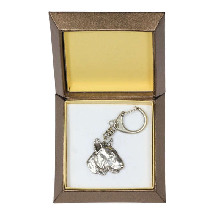 Breloc Art-Dog Bull Terrier III, aliaj, placat cu argint