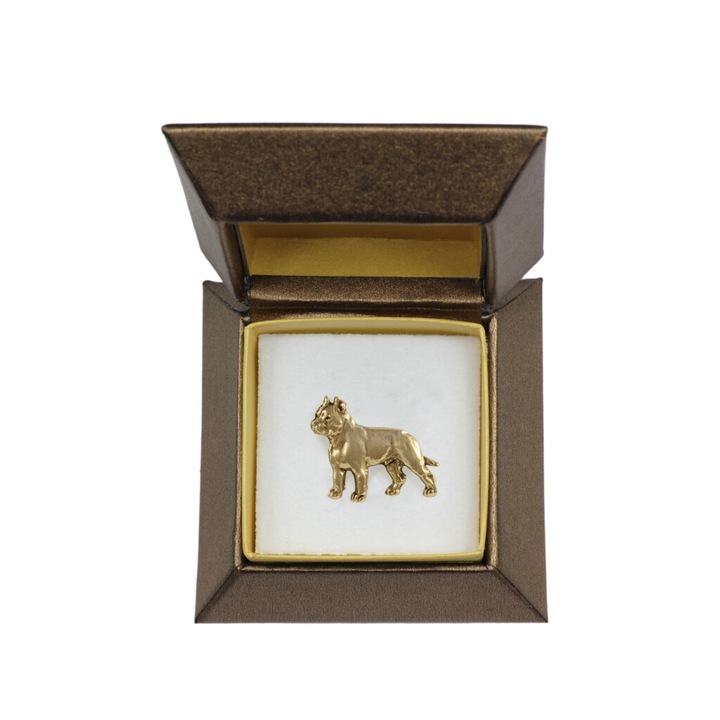 Brosa, model Cane Corso I Art-Dog, aliaj, placata cu aur