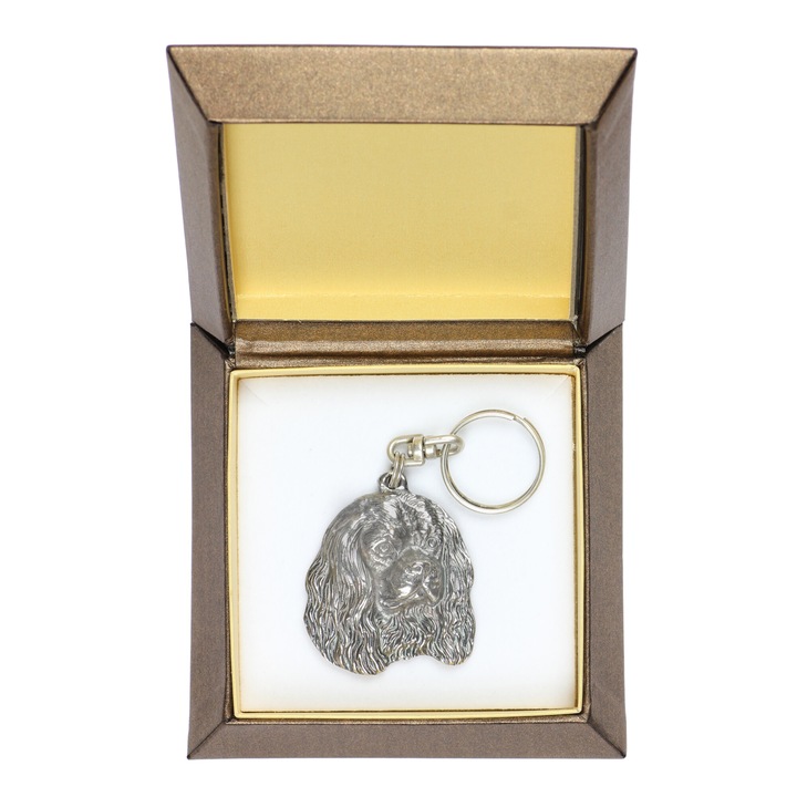 Art-Dog Cavalier King Charles spániel kulcstartó, ötvözet, ezüstszínű