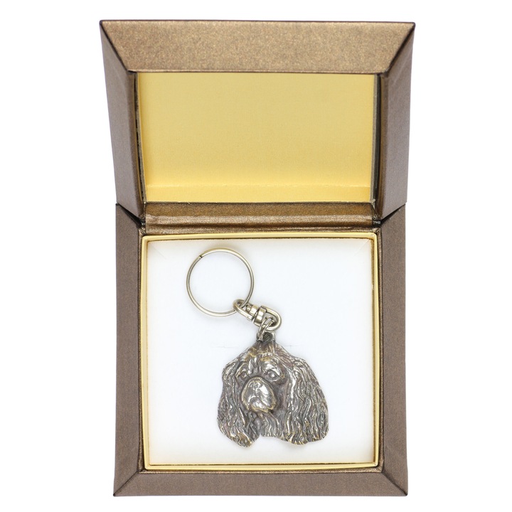 Art-Dog Cavalier King Charles spániel kulcstartó, ötvözet, ezüstözött