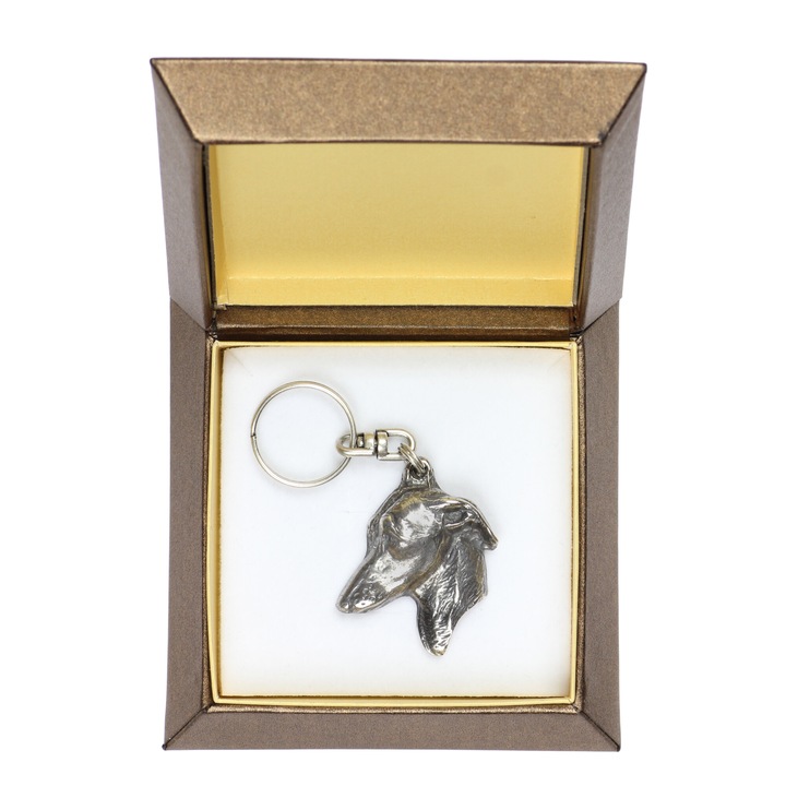 Art-Dog Olasz agár kulcstartó, ötvözet, ezüstözött