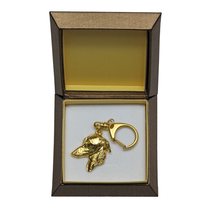 Art-Dog Olasz agár kulcstartó, ötvözet, aranyozott