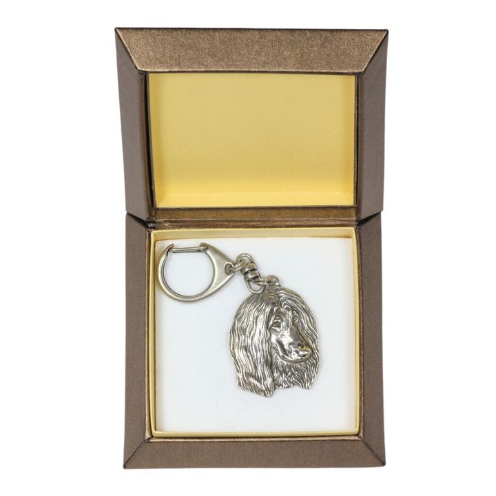 Art-Dog afgán agár II kulcstartó, ötvözet, ezüstözött