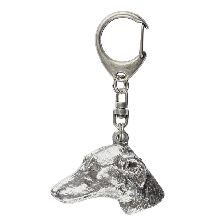 Breloc Art-Dog Azawakh, aliaj, placat cu argint, pentru geanta sau rucsac