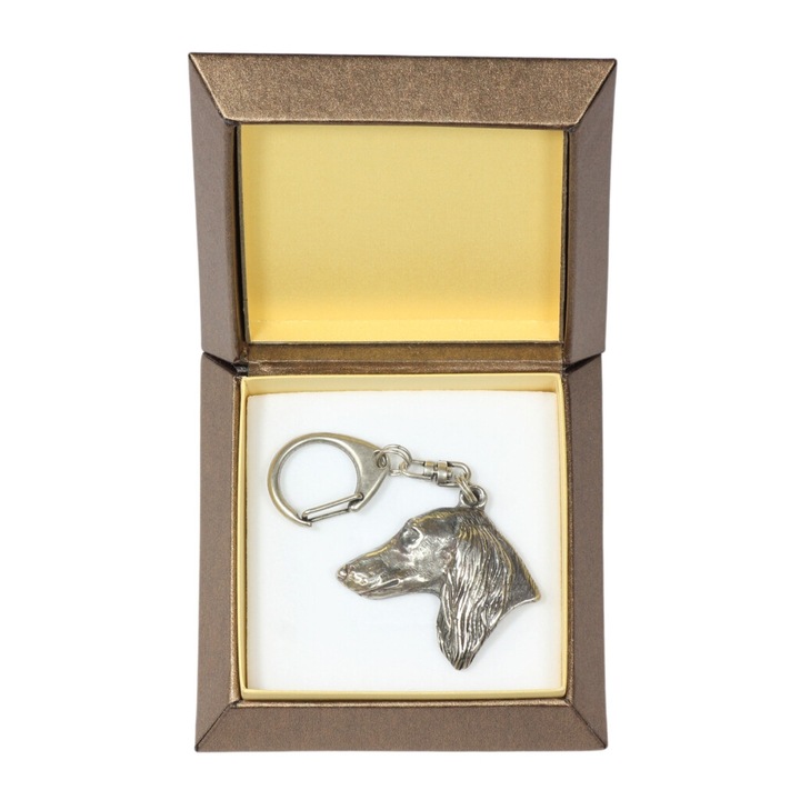 Art-Dog Saluki kulcstartó, ötvözet, ezüstözött, táskára vagy hátizsákra