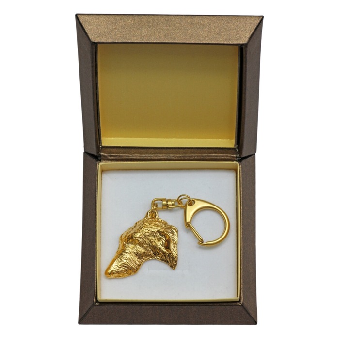 Art-Dog Deerhound kulcstartó, aranyozott, dekoratív