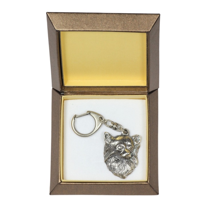 Chihuahua Art-Dog kulcstartó, ötvözet, ezüstözött