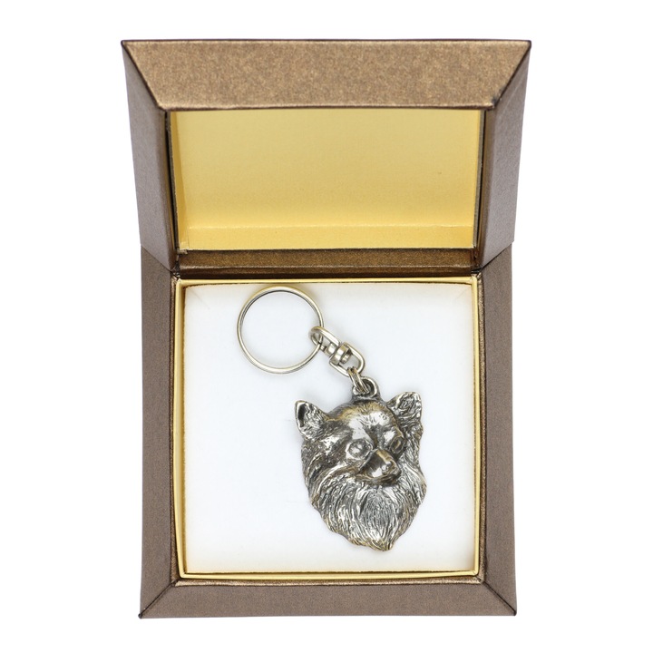 Hosszú szőrű csivava kulcstartó, Art-Dog, ötvözet, ezüst