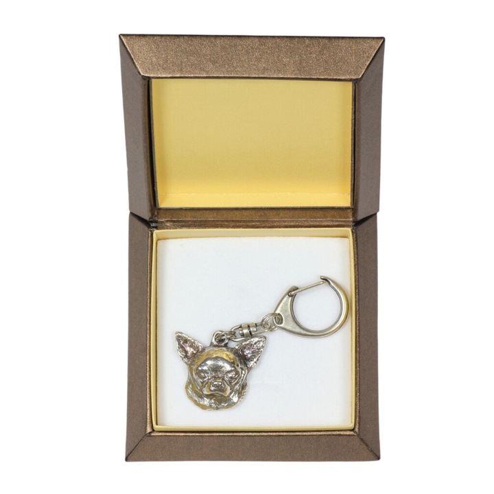 Rövid szőrű chihuahua kulcstartó, Art-Dog, ötvözet, ezüstözött