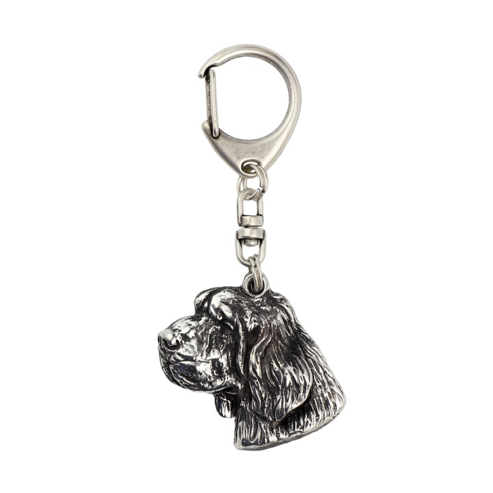 Art-Dog Clumber Spániel I kulcstartó, ötvözet, ezüstözött, táskára vagy hátizsákra