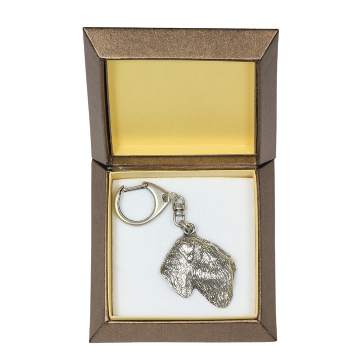 Art-Dog Fekete Orosz Terrier Kulcstartó, ötvözet, ezüstözött, díszdobozban