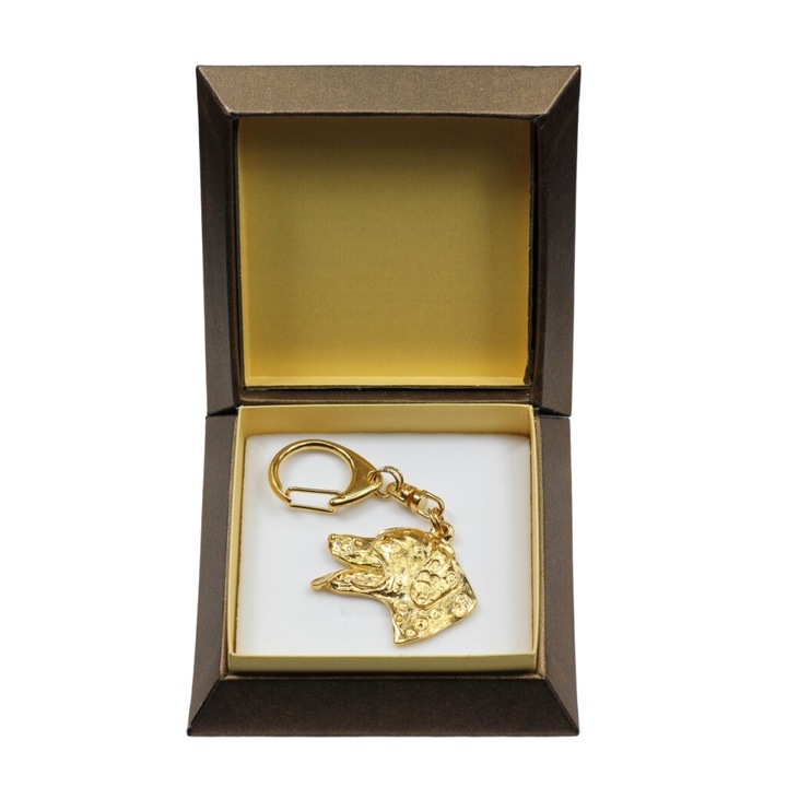Dalmata - Aranyozott kulcstartó kutyával díszdobozban, táskadísz, luxus kiegészítő az Art-Dog márkától