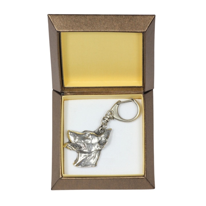 Breloc Art-Dog Dobermann, aliaj, placat cu argint