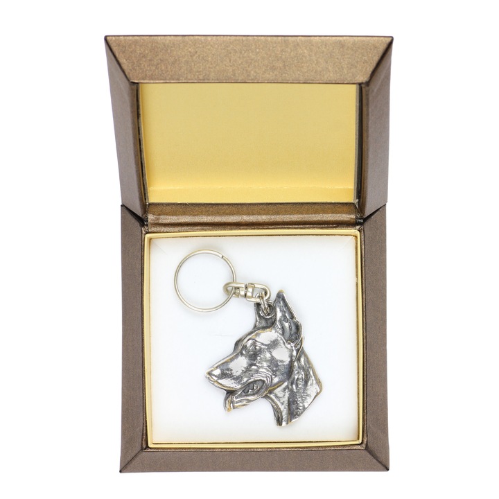 Breloc Art-Dog Dobermann, aliaj, argintiu