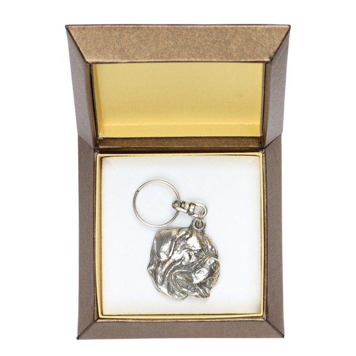 Dogue de Bordeaux kulcstartó, Art-Dog, ötvözet, ezüstszínű, díszdoboz