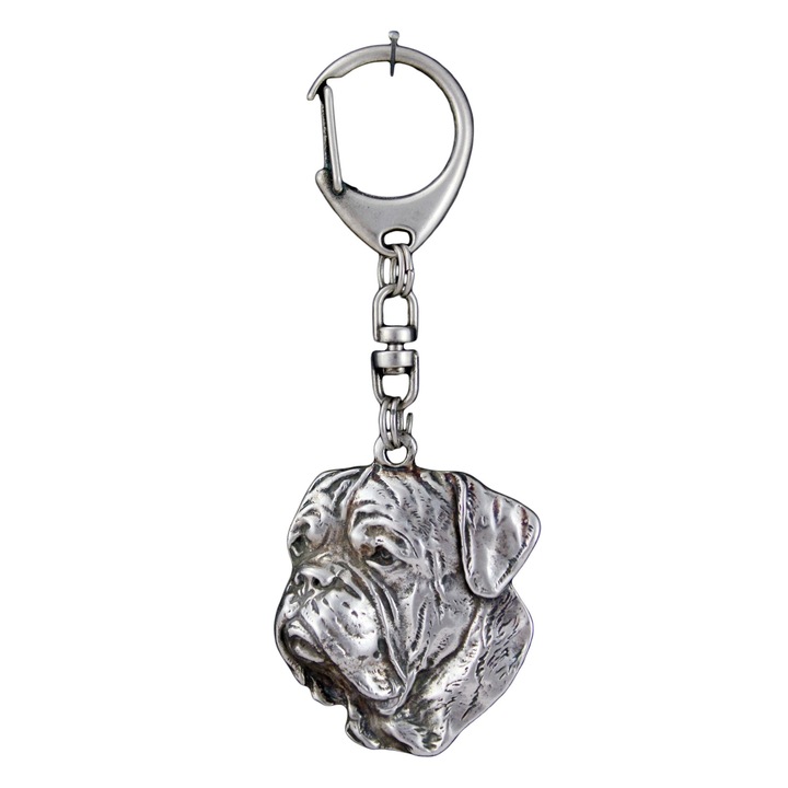 Art-Dog Dogue de Bordeaux II kulcstartó, ötvözet, ezüstözött, dekoratív, táskára vagy hátizsákra
