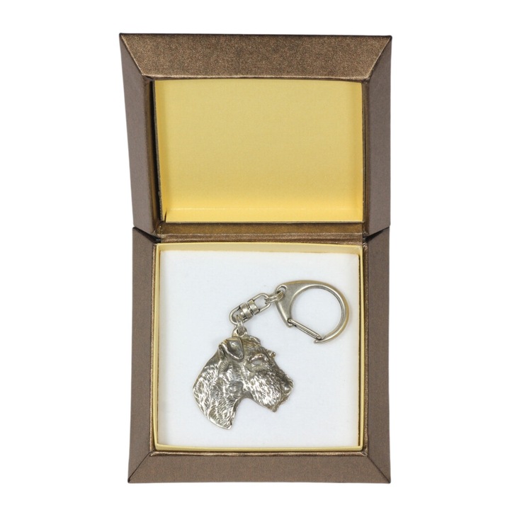 Kulcstartó, Art-Dog, Fox Terrier Drót, ötvözet, ezüst, ajándék kések