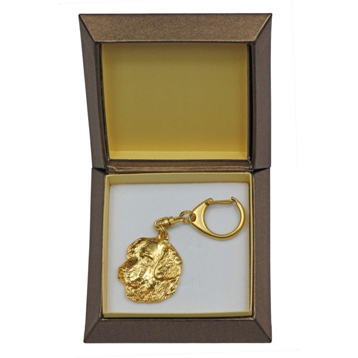 Breloc Art-Dog Golden Retriever, aliaj, placat cu aur