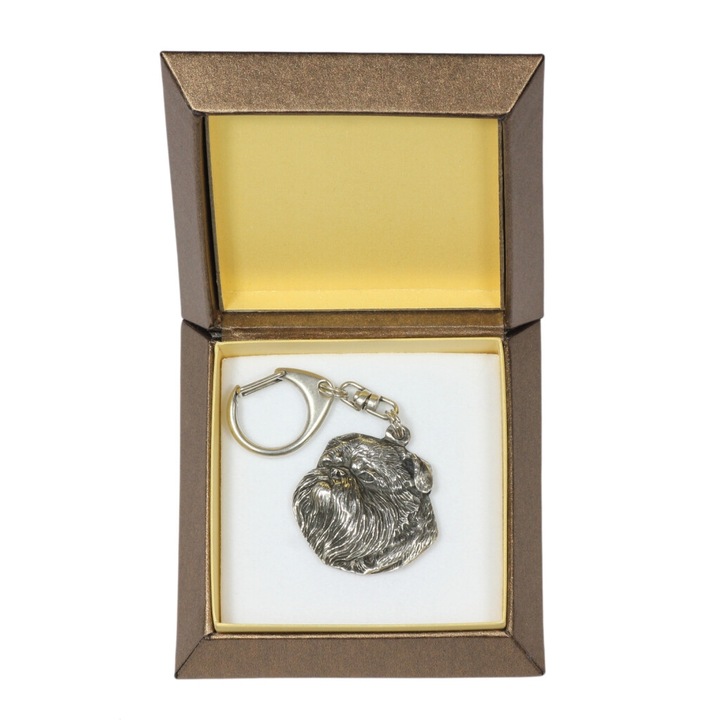 Griffon Bruxellois I - Ezüstözött kulcstartó kutyával díszdobozban, táskadísz, hátizsák medál Art-Dog márkától