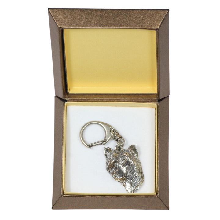 Art-Dog kulcstartó, Kínai meztelen kutya, ötvözet, ezüstözött, díszdobozban