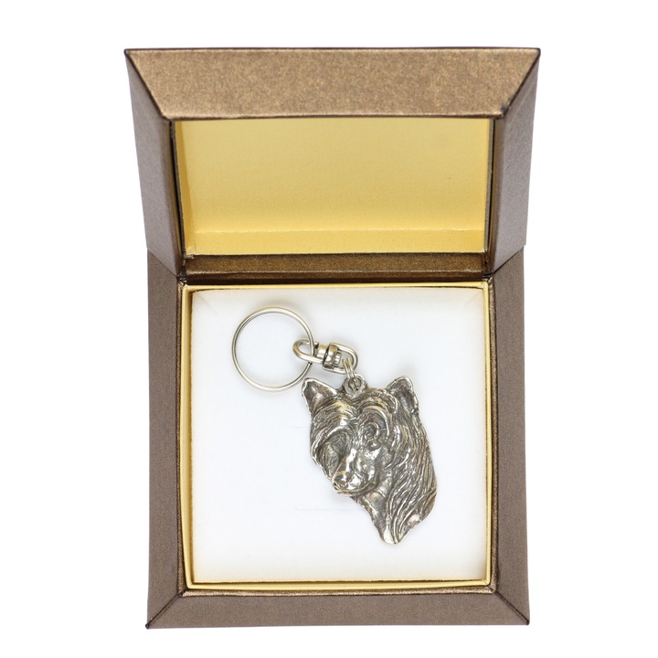 Breloc Art-Dog, Caine Chinezesc cu Creasta, Aliaj, Placat cu Argint, Cutie Cadou